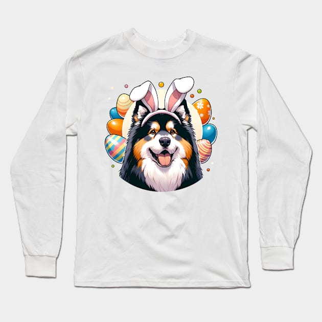 Lapponian Herder Enjoys Easter with Bunny Ears Long Sleeve T-Shirt by ArtRUs